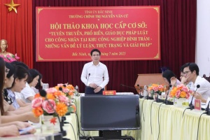 TRƯỜNG CHÍNH TRỊ NGUYỄN VĂN CỪ TỔ CHỨC HỘI THẢO KHOA HỌC VỀ TUYÊN TRUYỀN, PHỔ BIẾN, GIÁO DỤC PHÁP LUẬT CHO CÔNG NHÂN KHU CÔNG NGHIỆP