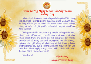 Thiệp chúc mừng Ngày Nhà giáo Việt Nam của Hiệu trưởng Trường Chính trị Nguyễn Văn Cừ